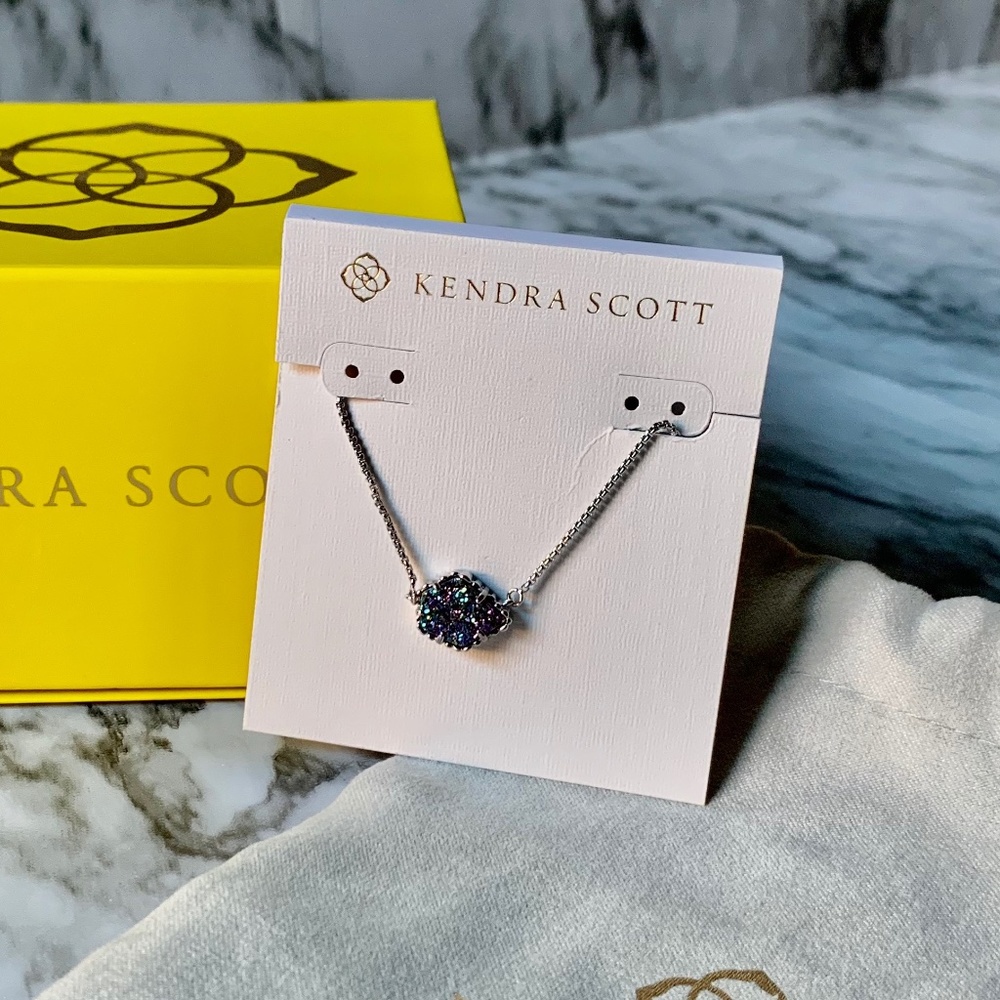 NWT | Kendra Scott | Silver Tess Necklace | Rainbow Drusy